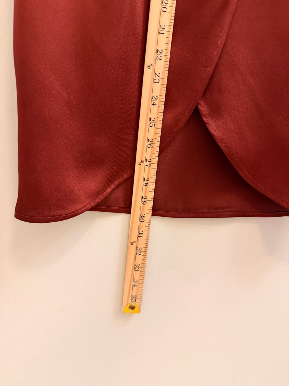 NWT Express Satin Tie-Waist Faux Wrap Midi Skirt- Rust Red Size 2 - Picture 5 of 11